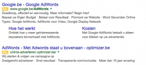 Gele - groene advertenties google adwords